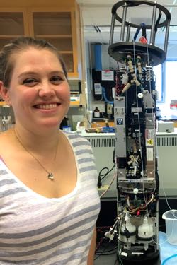 Juliette Smith will use the new cytobot to capture algal images and data in unprecedented detail. ©L. Gomez/VIMS.