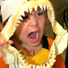 Logan Miesowitz of Hayes becomes a shark during Marine Science Day. 