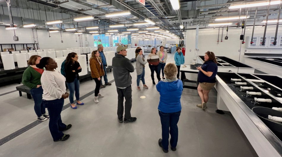 Members of the VIMS community enjoy a tour of the Acuff Center for Aquaculture. © D. Malmquist/VIMS. 