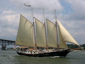 The 3-masted schooner Alliance on the York River. Photo courtesy of Laura Lohse.