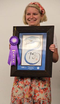 Lauren Wheeler was recognized during the Marine Science Day awards ceremony with the grand prize in the 2015 art contest for her gulper eel creation. © E. Fryer.