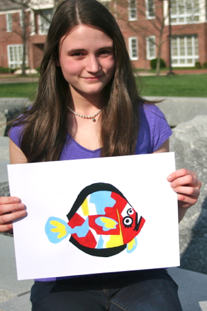 Erin Forgit, a 9th grader at Warhill High School in Williamsburg, took first prize in the Artwork Contest for Marine Science Day 2012 at the Virginia Institute of Marine Science. Photo by David Malmquist.