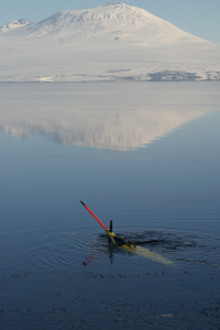 The Ice Dragon glider in the waters of the Ross Sea.
