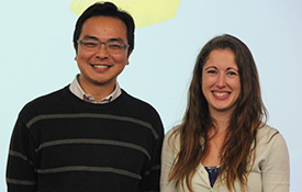 VIMS graduate students Tin Chi Solomon Chak (left) and Carissa Gervasi (right) tied for second place in the competition.