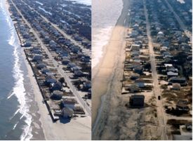 Sandbridge, Virginia (just south of Virginia Beach) before (L) and after (R) beach nourishment.