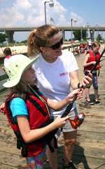 VIMS Marine Recreation Specialist Susanna Musick lends a helping hand.