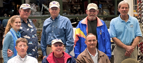 Some of the top taggers of 2011 came to Bass Pro Shop to be recognized for their efforts. Front, L-R: Donnie Smith, Jim Robinson, Carl Stover; Back, L-R: Susanna Musick, Wayne Rowe, Sheldon Arey, Ed Shepherd, and Lewis Gillingham. Photo by William Sweatt/VASG.
