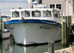 The  new 43-foot RV Tidewater at berth in the VIMS Boat Basin.
