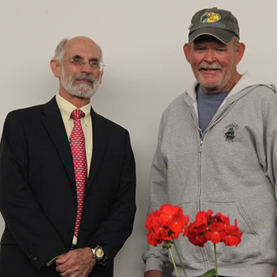 VIMS Dean and Director John Wells and Freeman Volunteer of the Year recipient Ed Shepard.