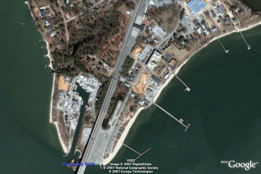Gloucester Point in Google Earth, 2007.