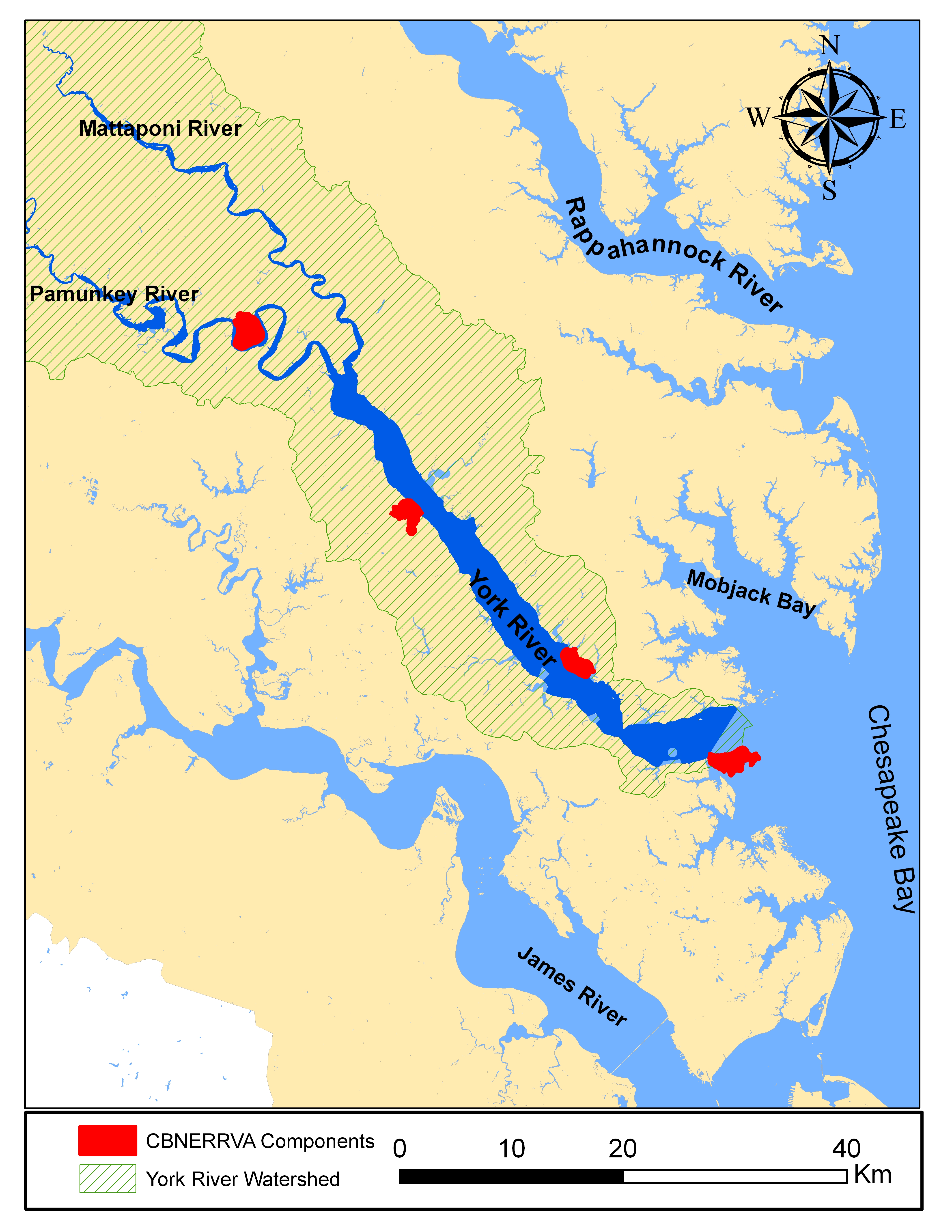 CBNERR sites on the York River, Virginia
