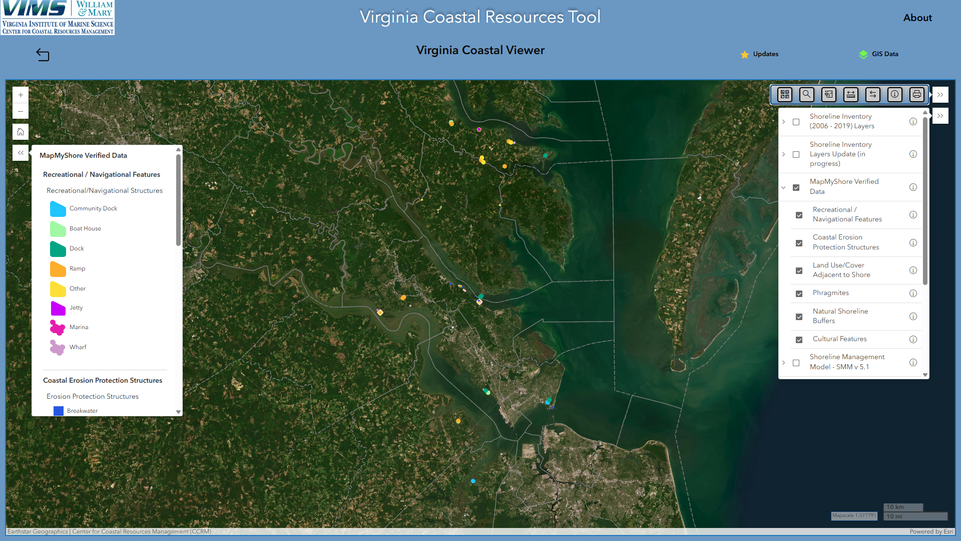 VA Coastal Resources Tool Screenshot