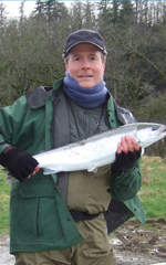 VIMS alumnus John Field with his first wild steelhead, Nestuca River, OR.