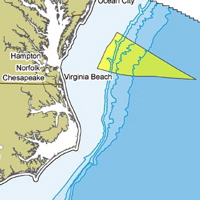 Lease Sale 220 occupies a pie-shaped area that begins 50 miles off the Virginia coast.
