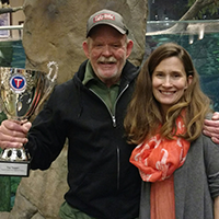 VGFTP Top Tagger of 2018 Ed Shepherd (L) with Susanna Musick (R), VIMS Marine Recreation Specialist. Photo: Wendy Zach.
