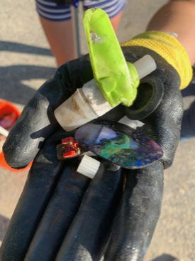 A diversity of plastic items recovered from the Gloucester Point shoreline during an annual coastal clean-up organized by VIMS' Green Team. © M. Seeley/VIMS.