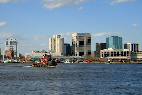 The Elizabeth River is a three-branched Chesapeake Bay tributary largely within the cities of Norfolk, Portsmouth, Chesapeake, and Virginia Beach.