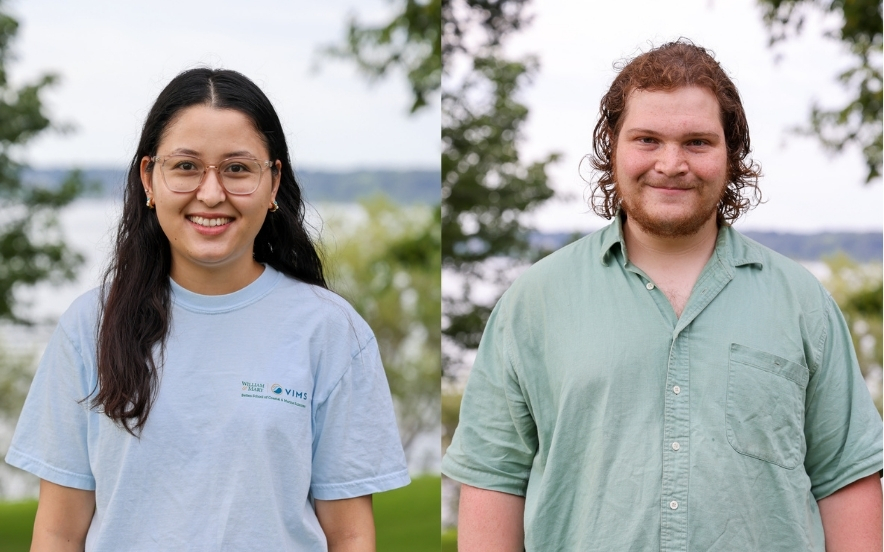 New graduate students Roshani Shrestha (left) and Ned Rose (right).