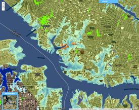 An example of how data from other flood mapping tools can be layered into the SLR app.