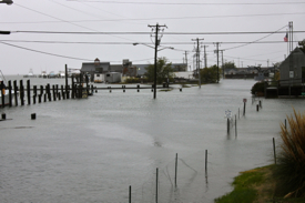 Flooding of Atlantic Avenue in Wachapreague, Virginia during the passage of Hurricane Sandy.