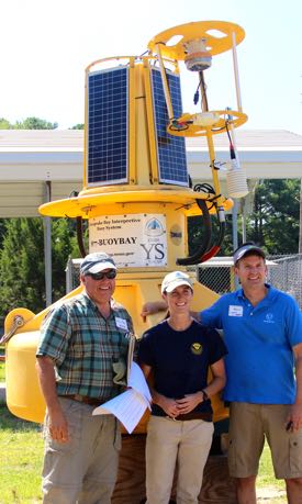 From L: CBNERR director Dr. William Reay, Lead CBIBS Engineer Katie Kirk, and NOAA’s Virginia Outreach Coordinator Andrew Larkin during the launch ceremony.