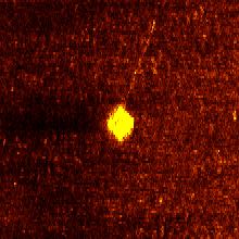 Side-scan sonar image of a crab pot. © K. Havens.