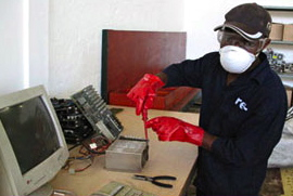 Recycling of electronic waste requires care. Photo courtesy of re-, a South African environmental solutions company.