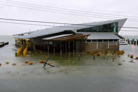 The new seawater facility at VIMS' Eastern Shore Lab in Wachapreague stayed dry as designed during minor coastal flooding associated with Hurricane Sandy.