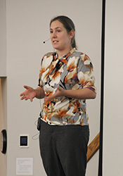 VIMS graduate student Cassandra Glaspie during the Three Minute Thesis competition at VIMS.