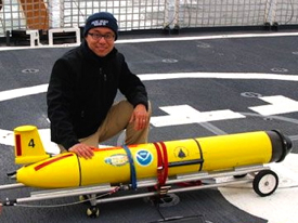 Dr. Donglai Gong with his Slocum glider in the Arctic.