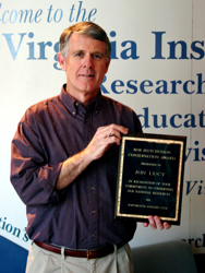 Mr. Jon Lucy with the Bob Hutchinson Conservation Award.