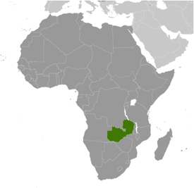 Zambia, about the size of Texas, lies in south-central Africa. Click to enlarge.