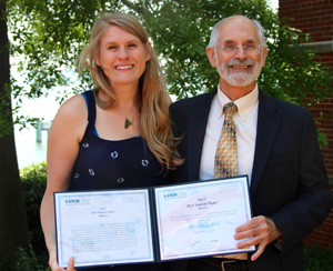 VIMS Graduate Student Kristina Hill (left) and VIMS Dean and Director John Wells (right).