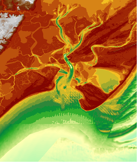 CIMS model grid in the vicinity of Chincoteague Inlet.