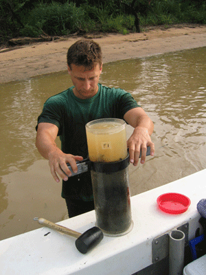 Benthic macrofauna can be collected using hand cores.